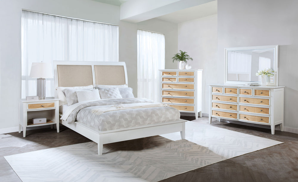 Lucian 56-Inch Upholstered Queen Panel Bed White