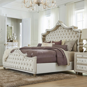 Seraphina Upholstered Queen Panel Bed Ivory and Camel