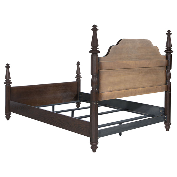 Everest 63-Inch Four Poster Queen Bed Dark Oak