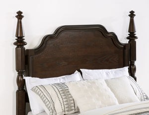 Everest 63-Inch Four Poster Queen Bed Dark Oak