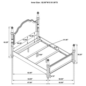 Everest 63-Inch Four Poster Queen Bed Dark Oak