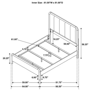 Theron 59-Inch Upholstered Queen Bed Nutmeg