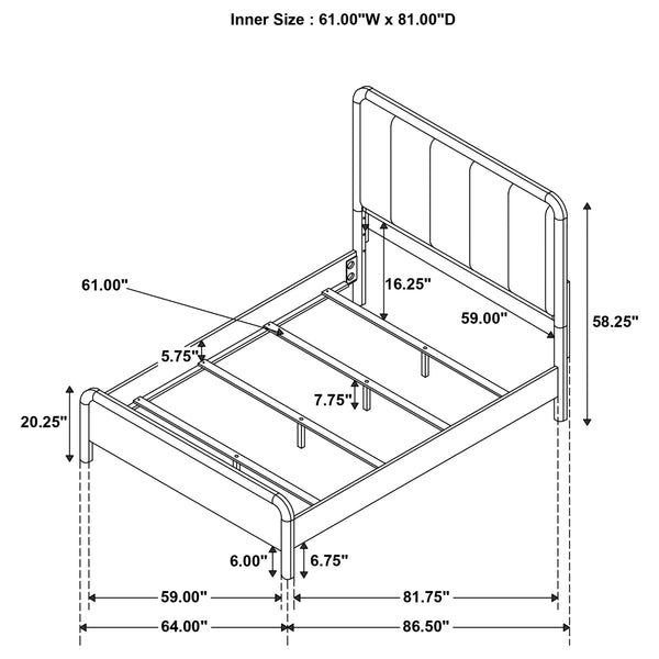 Theron 59-Inch Upholstered Queen Bed Nutmeg