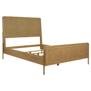 Fiorella Rattan Queen Panel Bed Sand Wash and Natural Cane