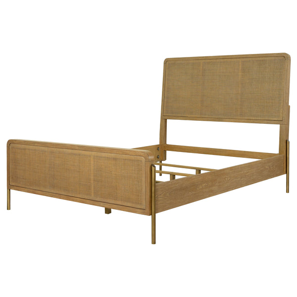 Fiorella Rattan Queen Panel Bed Sand Wash and Natural Cane