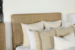 Fiorella Rattan Queen Panel Bed Sand Wash and Natural Cane