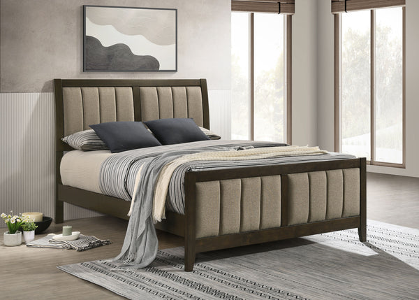 Benedict 51-Inch Upholstered Queen Bed Dark Cocoa