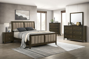 Benedict 51-Inch Upholstered Queen Bed Dark Cocoa