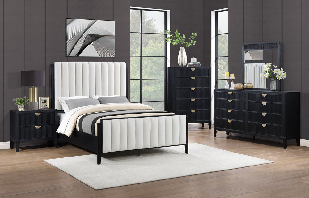 Dorian 5-Piece Upholstered Queen Bedroom Set Black