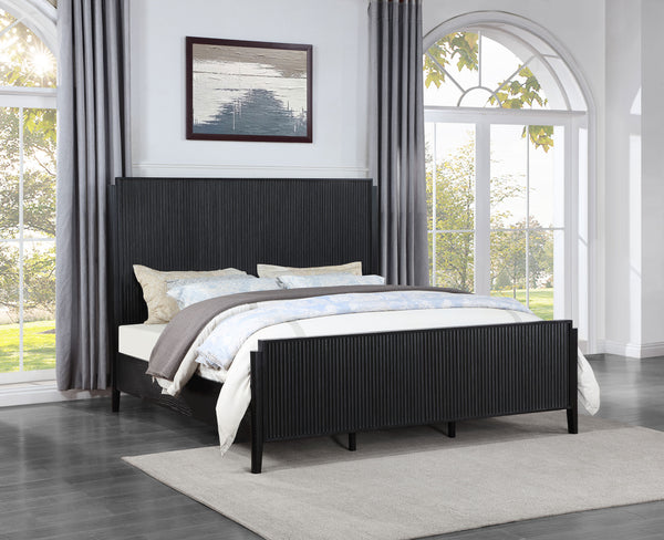 Maya Wood Queen Panel Bed Black