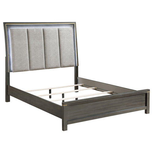 Jaxon Wood Queen LED Panel Bed Grey