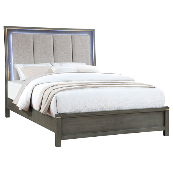 Jaxon Wood Queen LED Panel Bed Grey