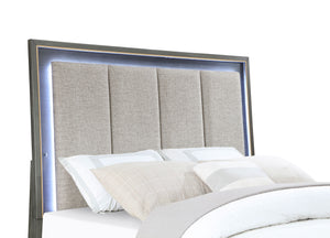 Jaxon Wood Queen LED Panel Bed Grey