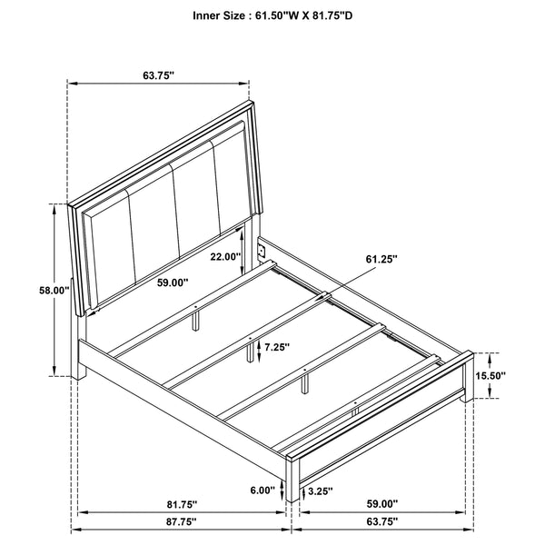 Jaxon Wood Queen LED Panel Bed Grey