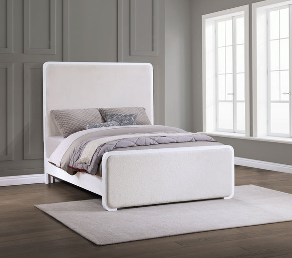 Julian Upholstered Queen Panel Bed Pearl White