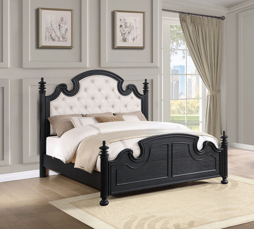 Zara Wood Queen Poster Bed Black