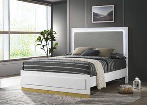 Brixton Wood Queen LED Panel Bed White