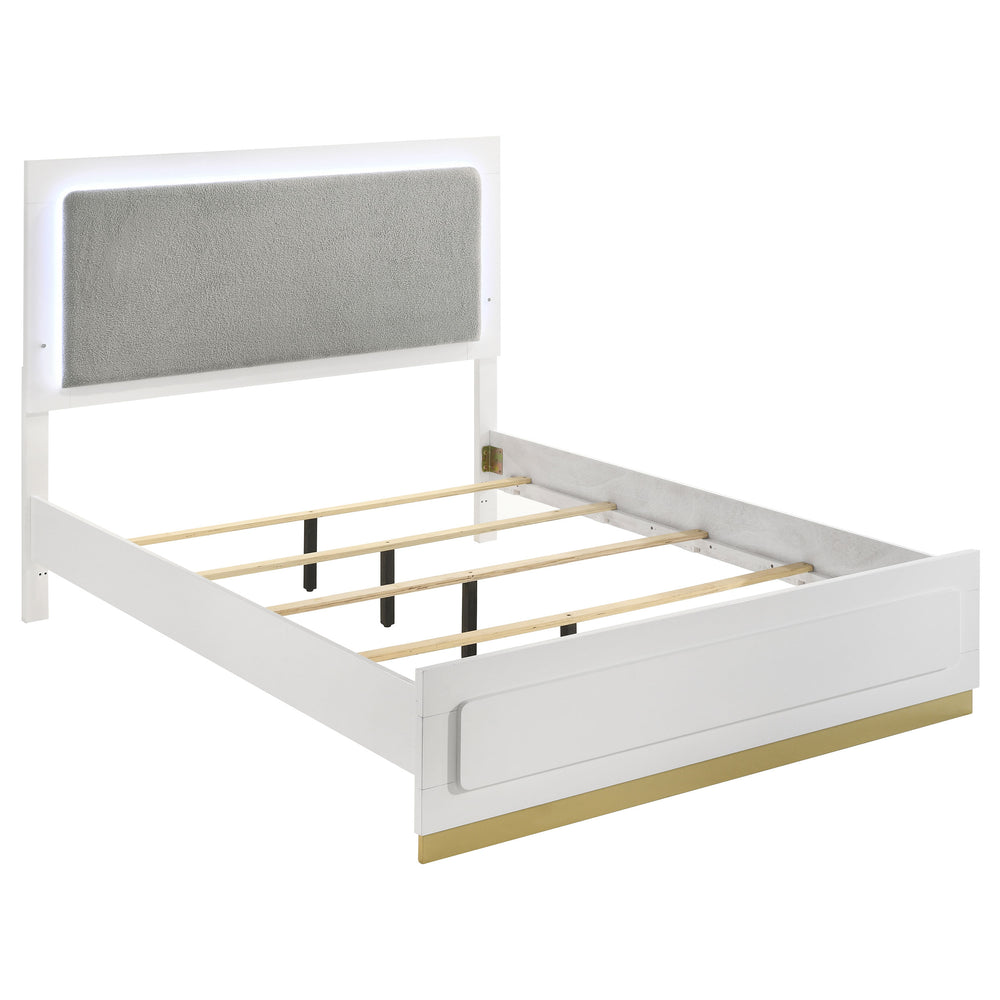 Brixton Wood Queen LED Panel Bed White