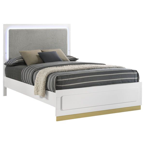 Brixton Wood Queen LED Panel Bed White