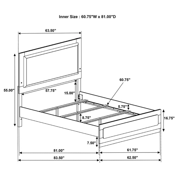 Brixton Wood Queen LED Panel Bed White