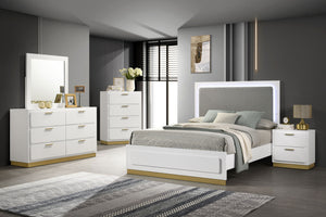 Brixton Wood Queen LED Panel Bed White