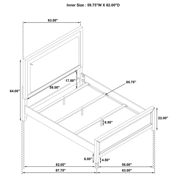 Emory Queen Upholstered Panel Bed Distressed White