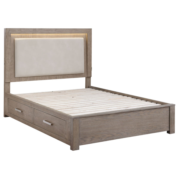 Zaraya 56-inch Queen LED Storage Bed Barley Brown