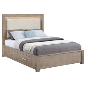 Zaraya 56-inch Queen LED Storage Bed Barley Brown