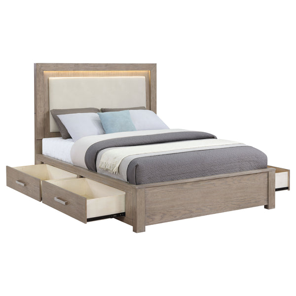 Zaraya 56-inch Queen LED Storage Bed Barley Brown