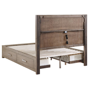 Zaraya 56-inch Queen LED Storage Bed Barley Brown