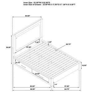 Zaraya 56-inch Queen LED Storage Bed Barley Brown