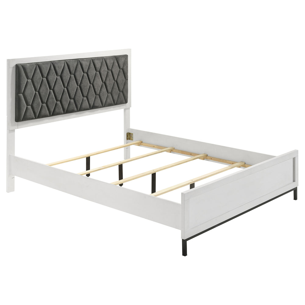 Elena Queen Upholstered Panel Bed White