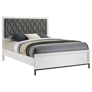 Elena Queen Upholstered Panel Bed White