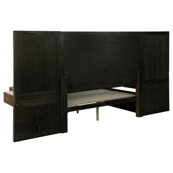 Calloway Queen Wall Panel Storage Bed Ash Brown