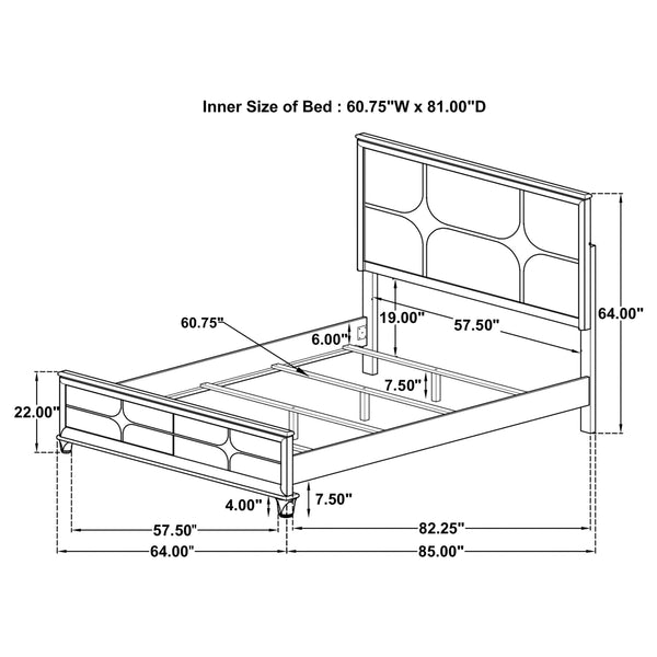 Lucius Queen Panel Bed LED Headboard Pearl White