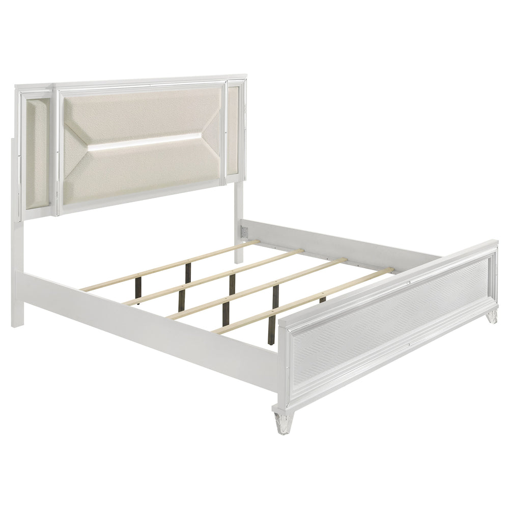 Cassian 64-Inch Queen Panel Bed LED Headboard White