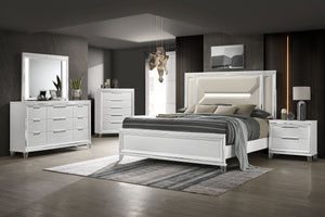 Cassian 64-Inch Queen Panel Bed LED Headboard White