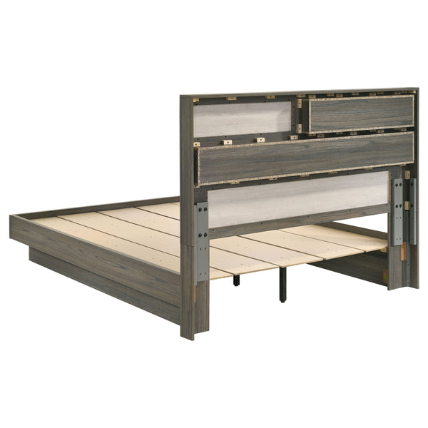 Ronan Queen Bed Bookcase Headboard Grey Oak