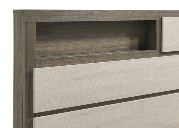 Ronan Queen Bed Bookcase Headboard Grey Oak