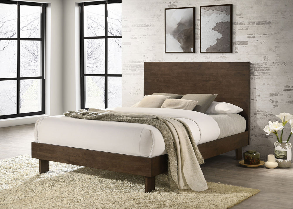 Desmond 48-Inch Queen Platform Panel Bed Warm Brown