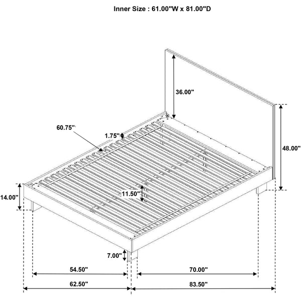 Desmond 48-Inch Queen Platform Panel Bed Warm Brown