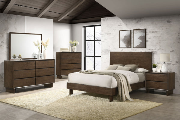 Desmond 48-Inch Queen Platform Panel Bed Warm Brown