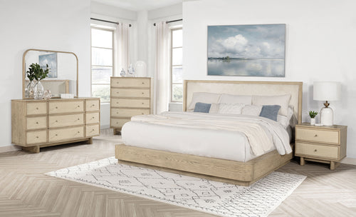 Aria 5-Piece Beige Oak Queen Set