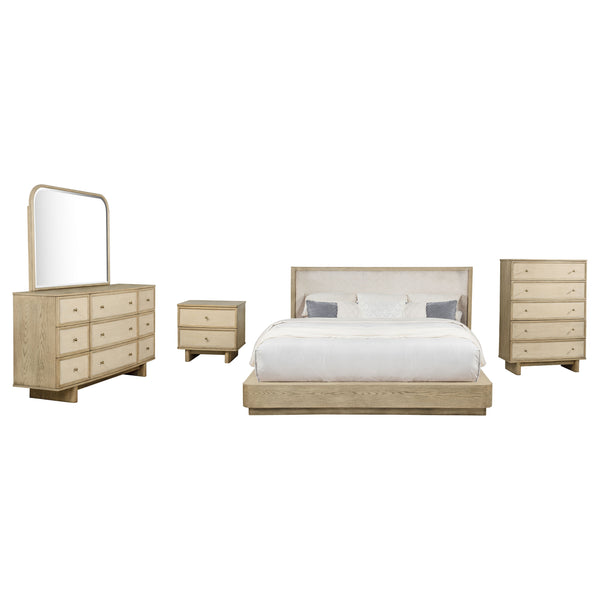 Aria 5-Piece Beige Oak Queen Set