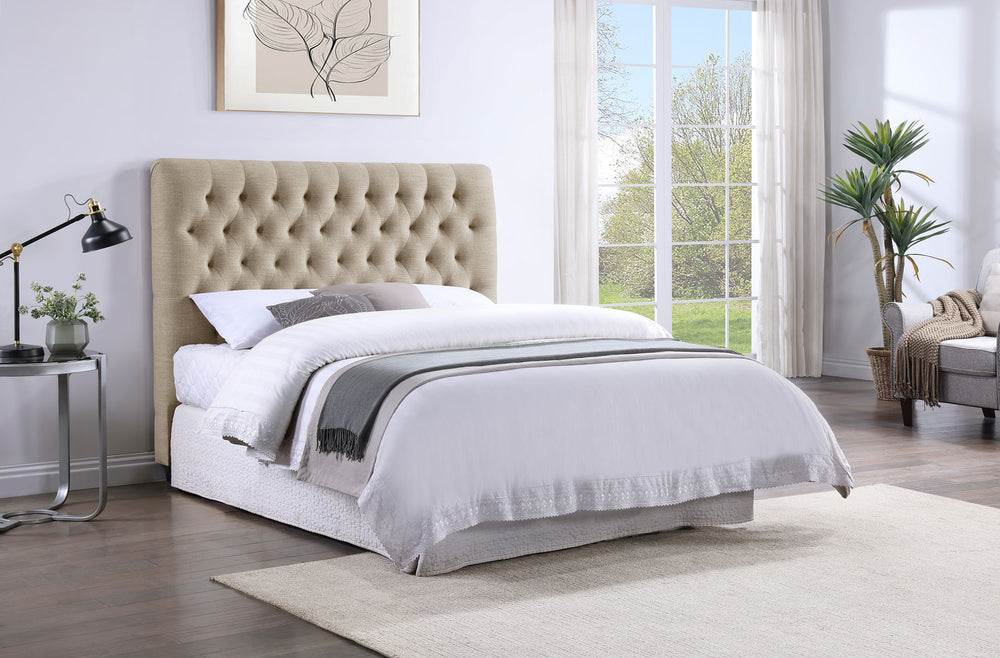 Isabelle Upholstered Queen Panel Headboard Oatmeal