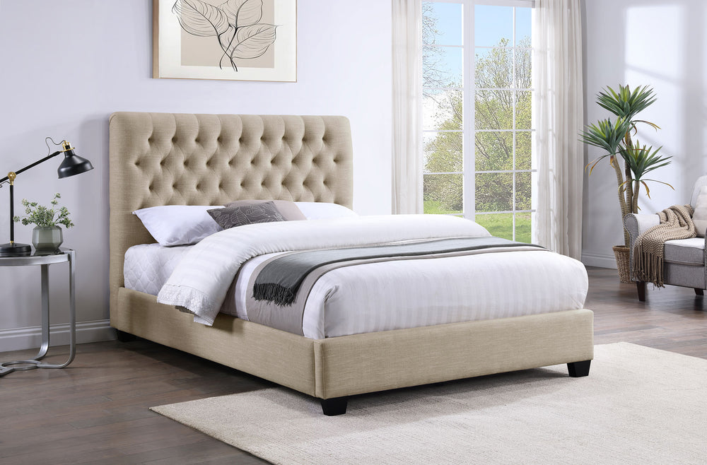 Juliette Upholstered Queen Panel Bed Oatmeal