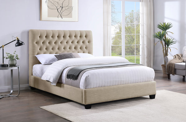 Juliette Upholstered Queen Panel Bed Oatmeal