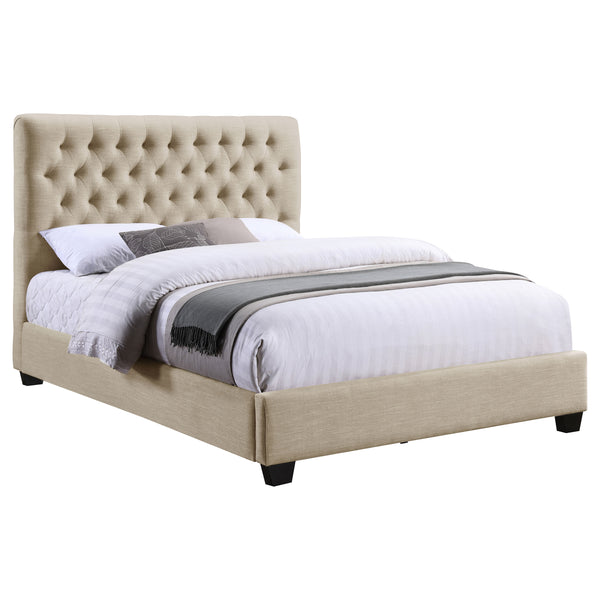 Juliette Upholstered Queen Panel Bed Oatmeal