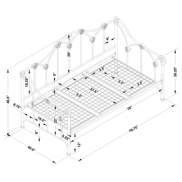 Lincoln Metal Twin Daybed White