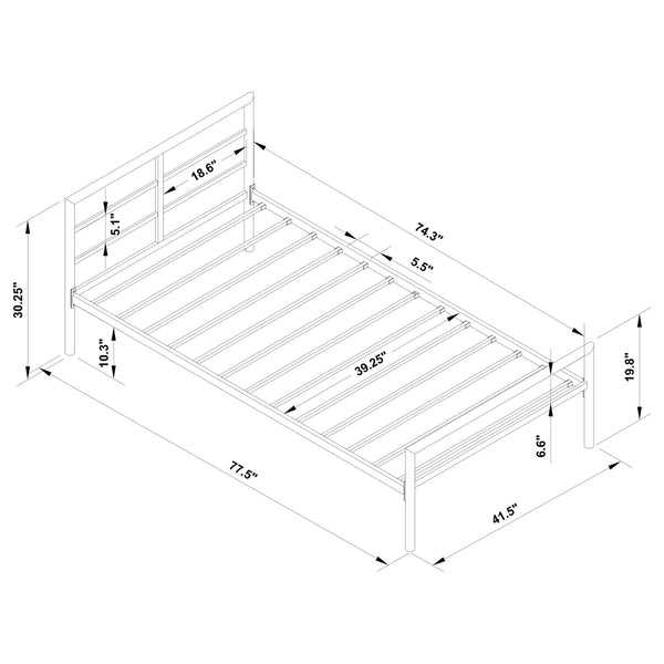 Brooks Metal Twin Open Frame Bed Gunmetal